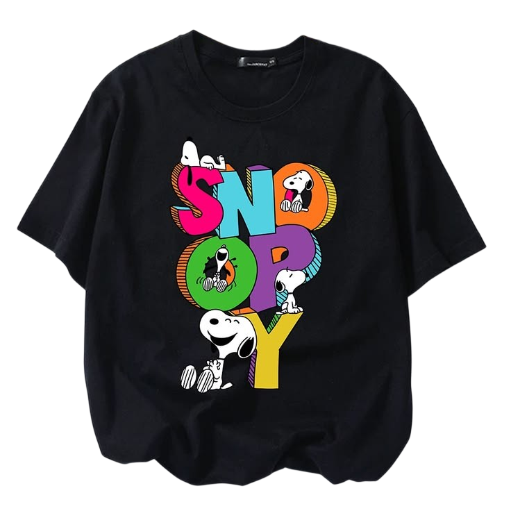 Snoopy Heart Hug Tee Kids – Black