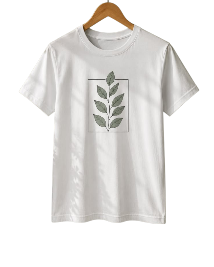 Boho Leaf Graphic Cotton Tee