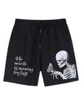 Skeleton Slogan Graphic Shorts