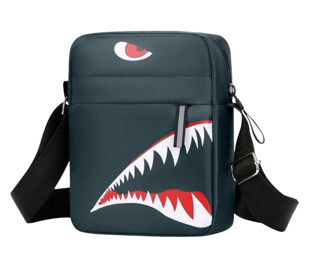 Shark Graphic Crossbody Bag in Teal