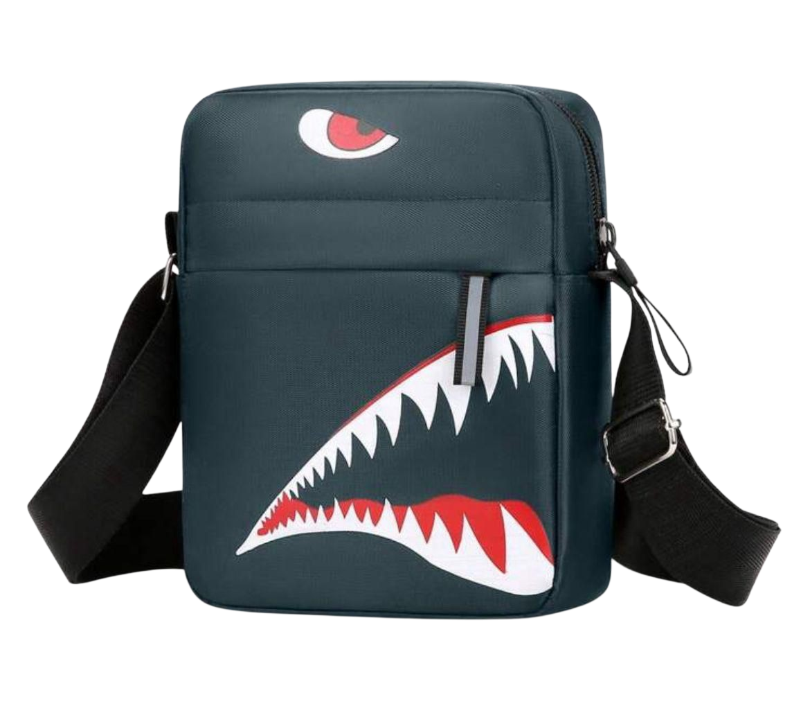 Shark Graphic Crossbody Bag in Teal