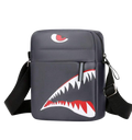 Shark Graphic Crossbody Bag in Charcoal