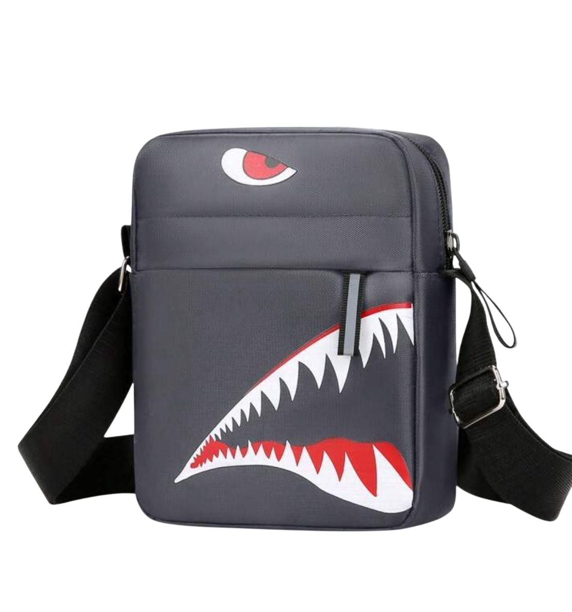 Shark Graphic Crossbody Bag in Charcoal