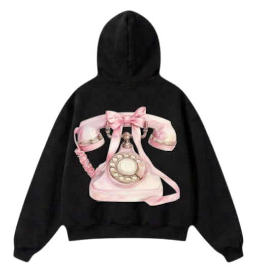 Pink Rotary Phone Zip-Up - White