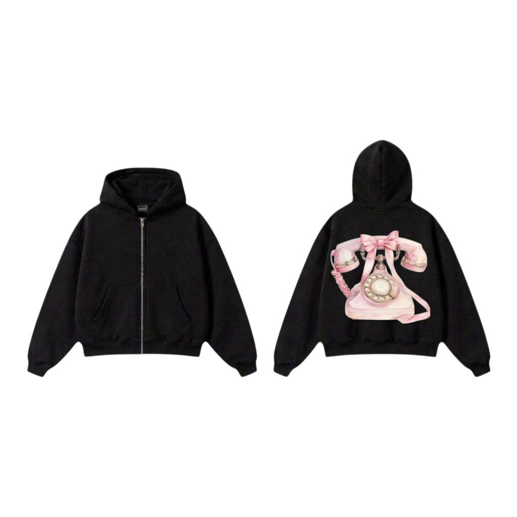 Pink Rotary Phone Zip-Up