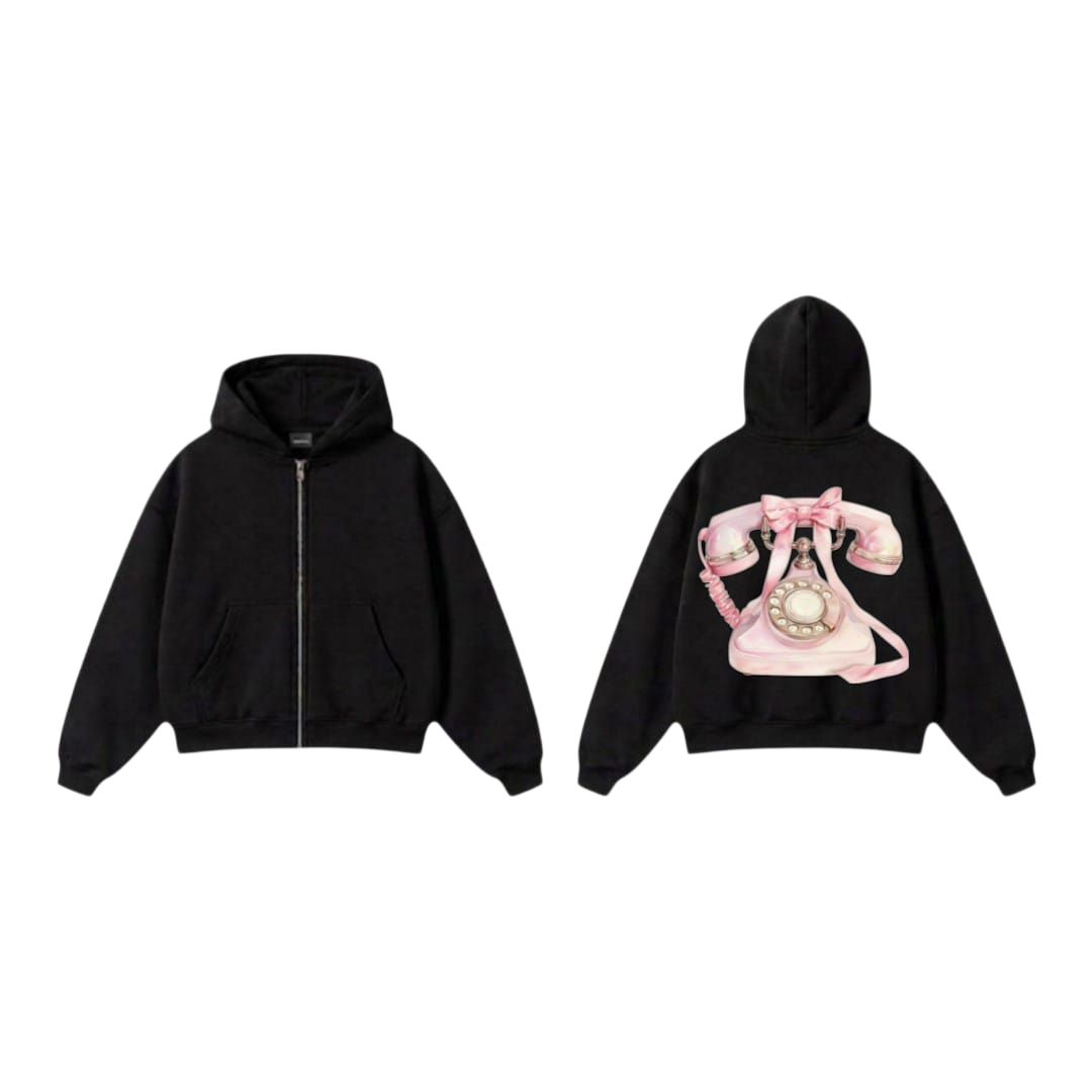 Pink Rotary Phone Zip-Up