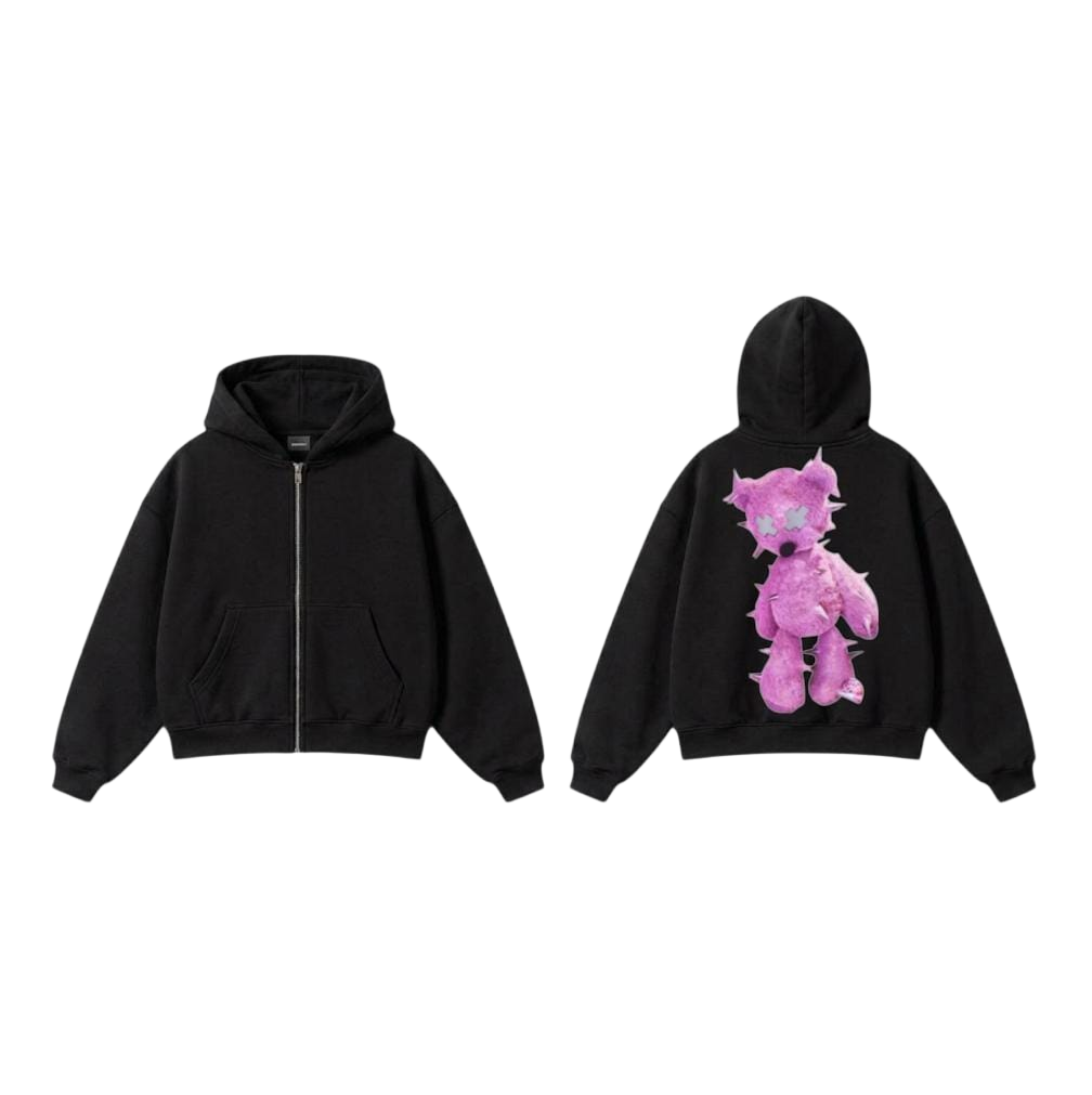 Pink Teddy Zip-Up Hoodie