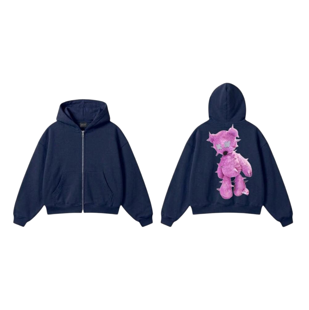Pink Teddy Zip-Up Hoodie