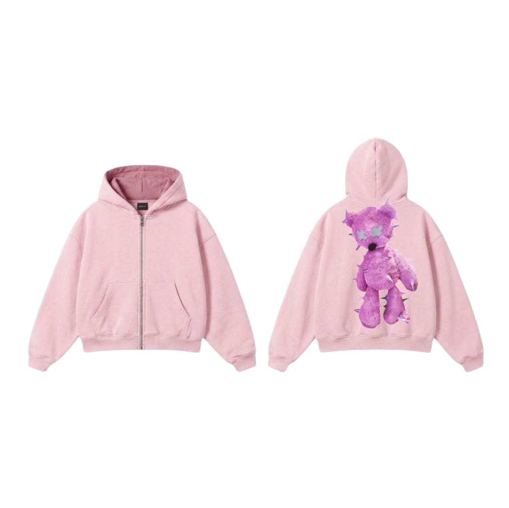 Pink Teddy Zip-Up Hoodie