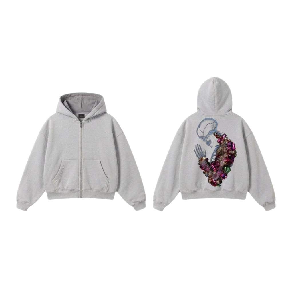 Praying Skeleton Zip-Up Hoodie