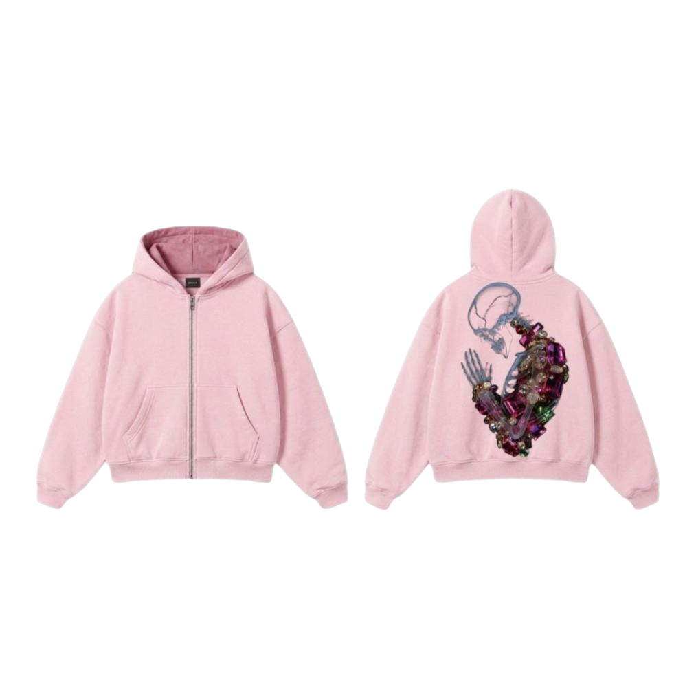Praying Skeleton Zip-Up Hoodie