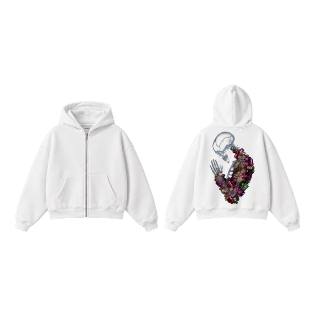 Praying Skeleton Zip-Up Hoodie