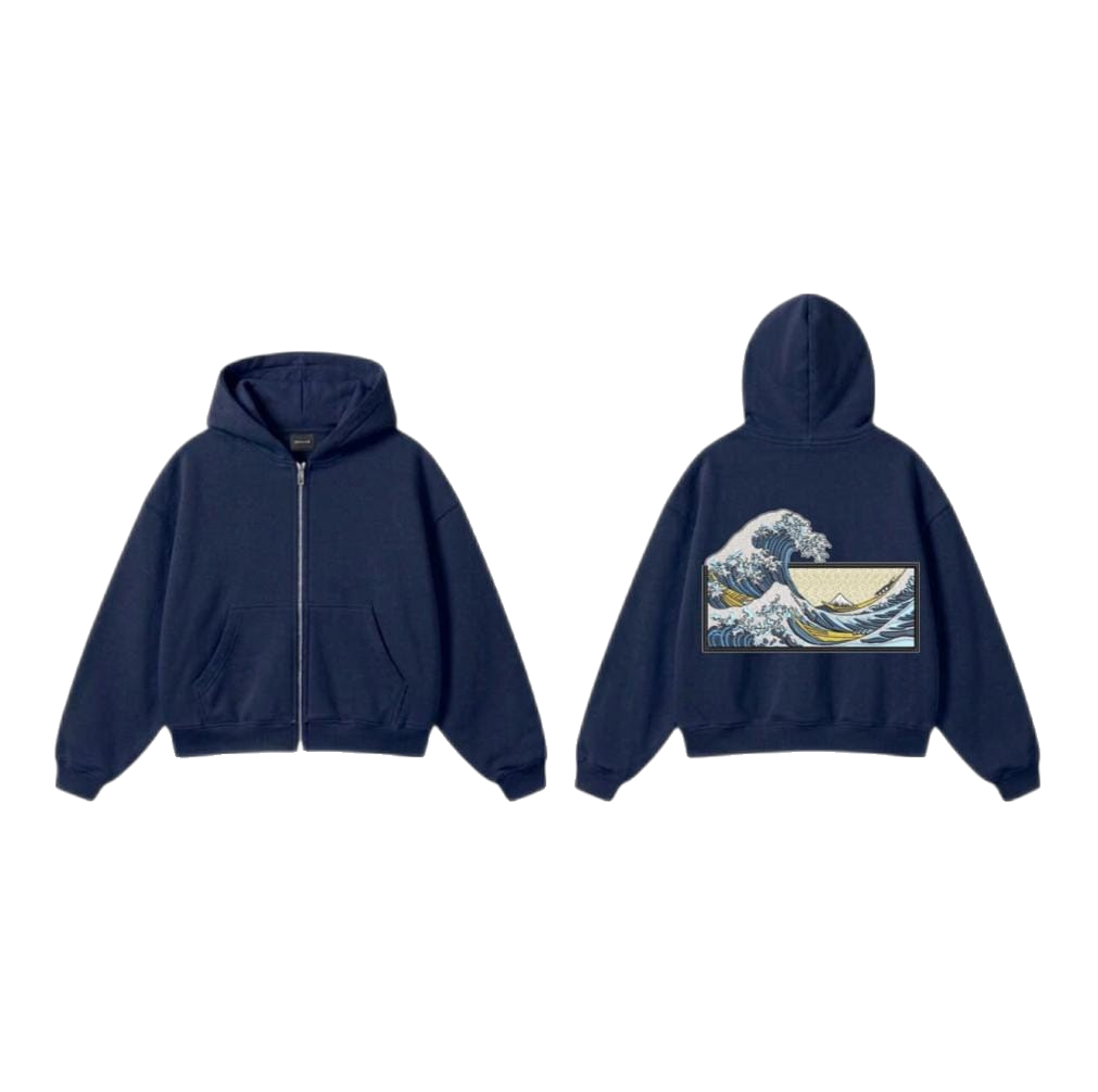 Ocean Wave Zip-Up Hoodie
