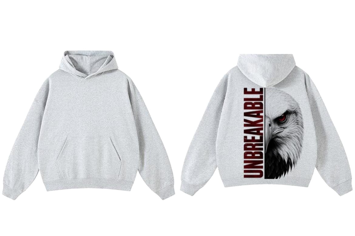 Unbreakable Eagle Hoodie - Grey Marl