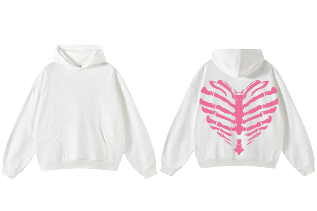 Skeleton Heart Hoodie - White