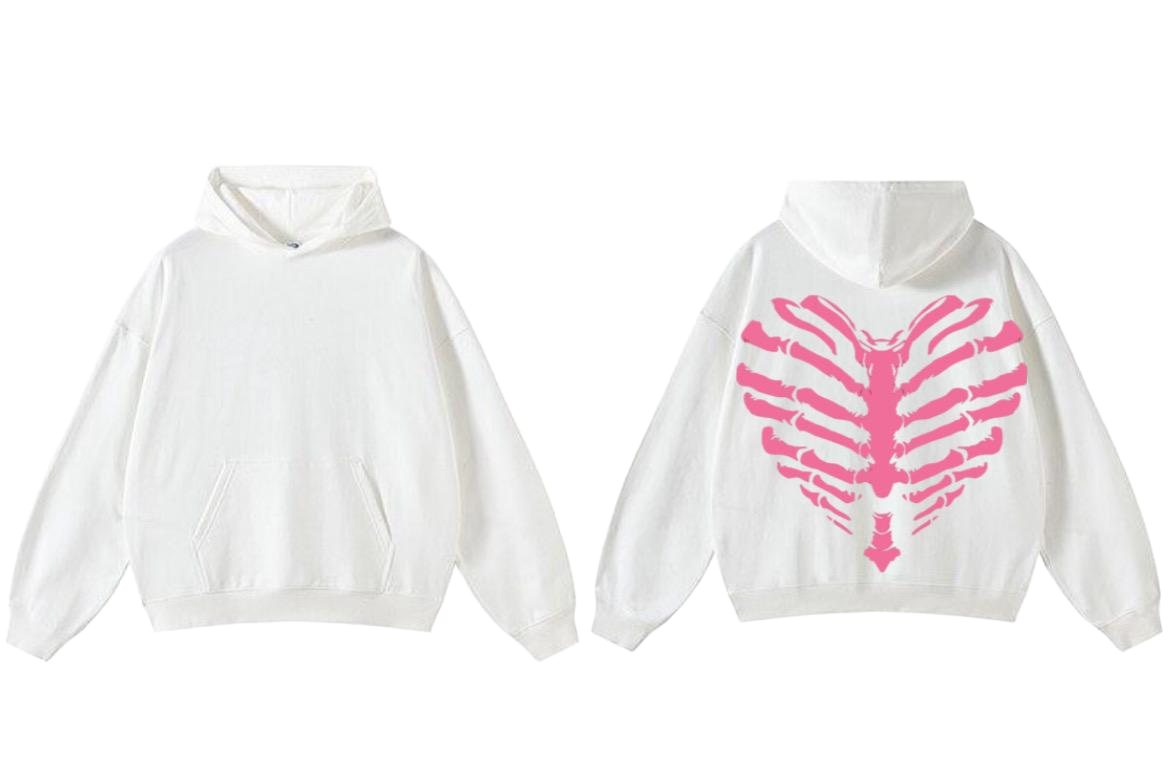 Skeleton Heart Hoodie - White
