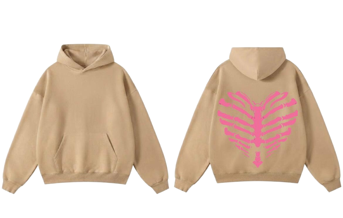 Skeleton Heart Hoodie - Sand