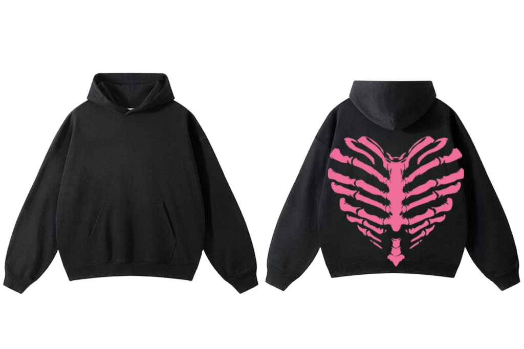 Skeleton Heart Hoodie - Black