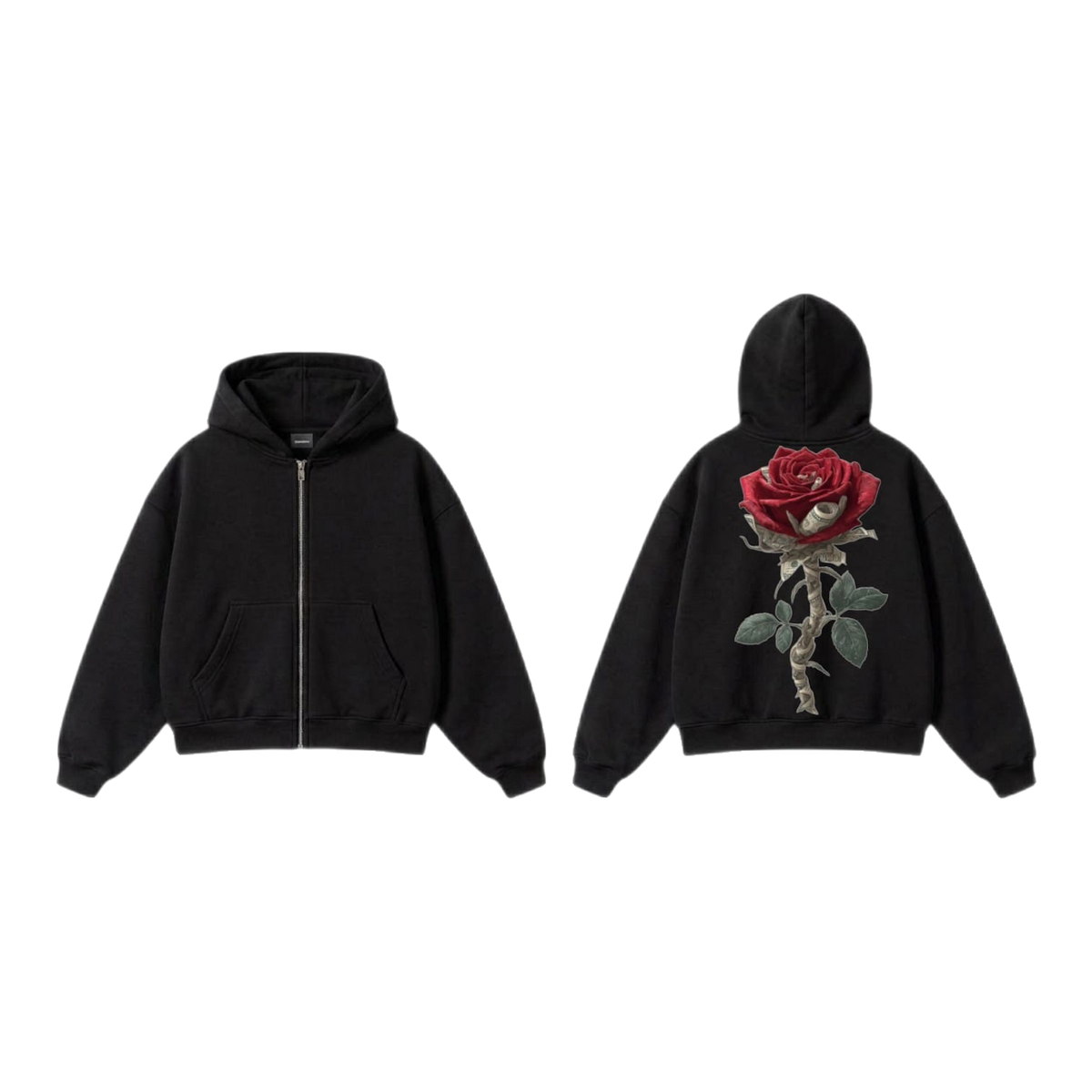 Red Rose Zip-Up Hoodie
