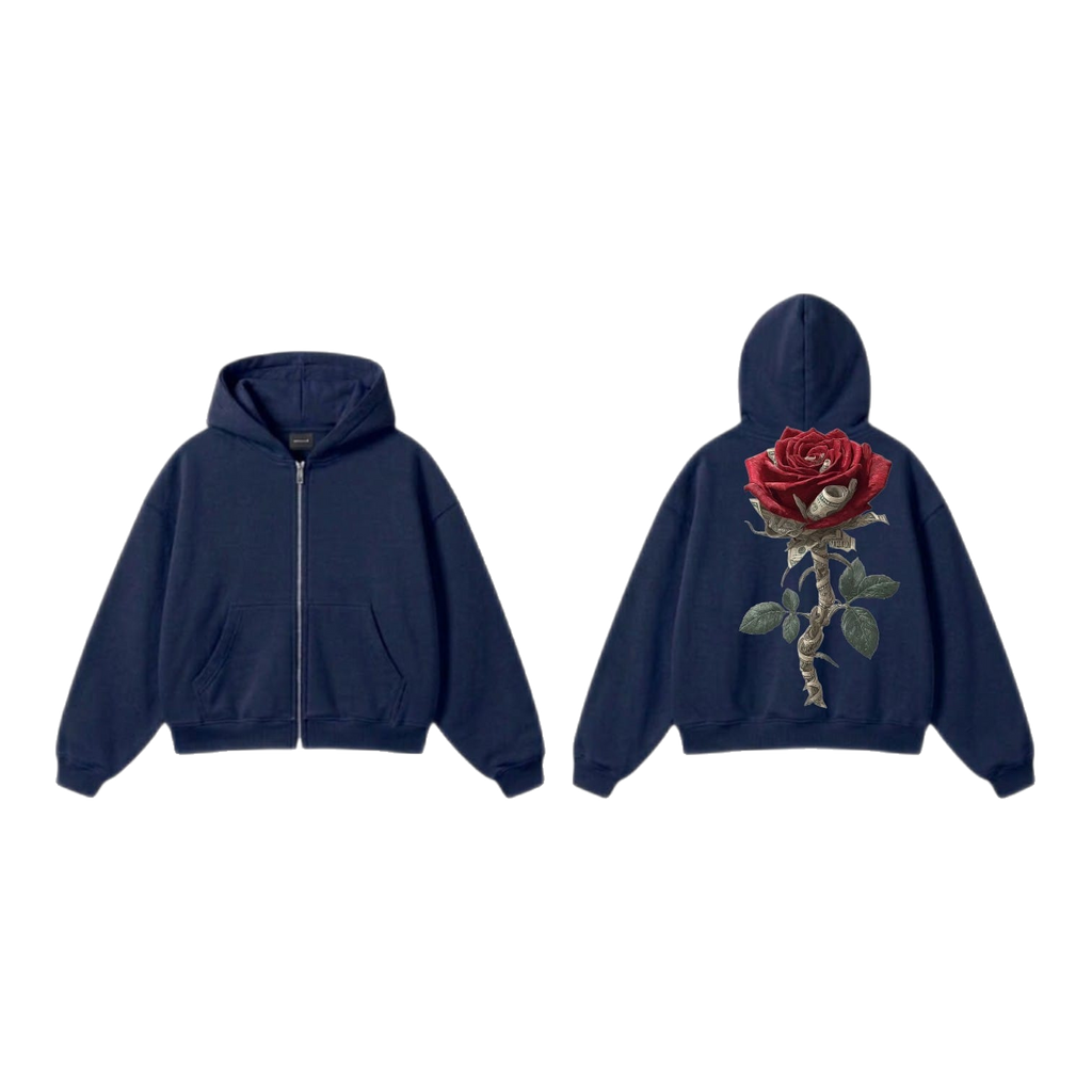 Red Rose Zip-Up Hoodie
