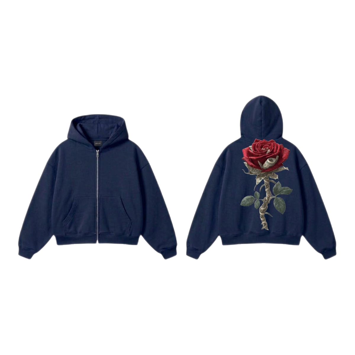 Red Rose Zip-Up Hoodie