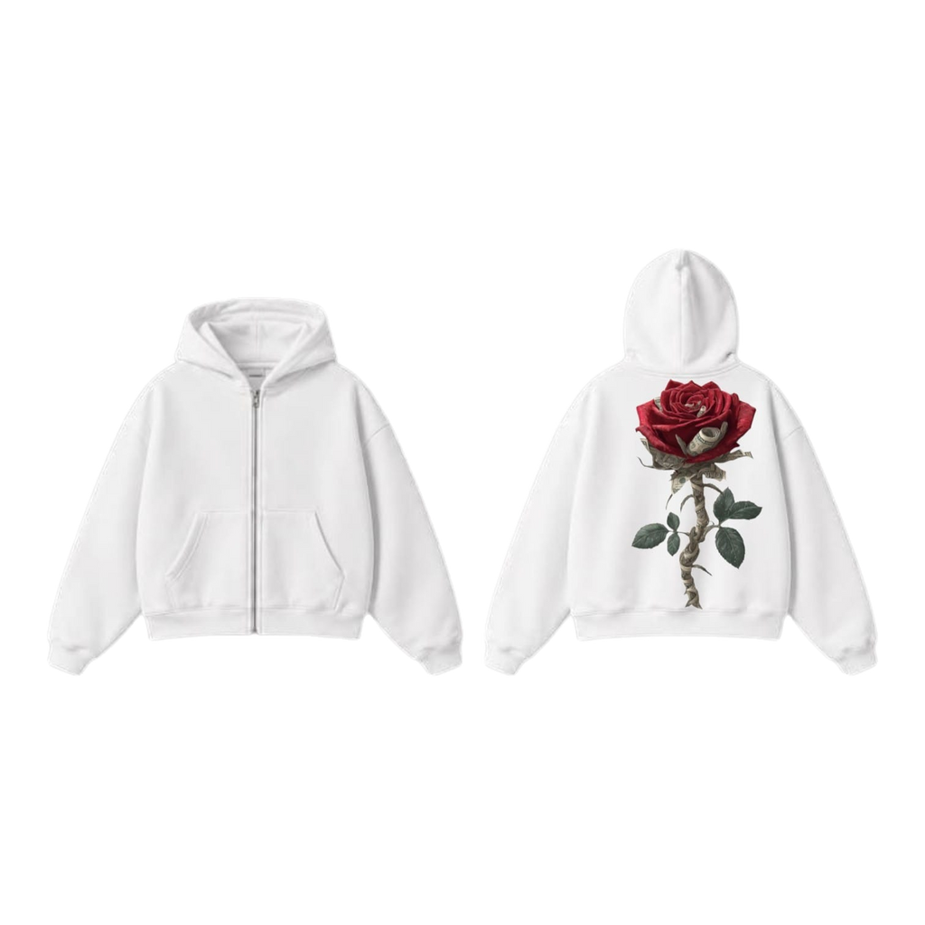 Red Rose Zip-Up Hoodie