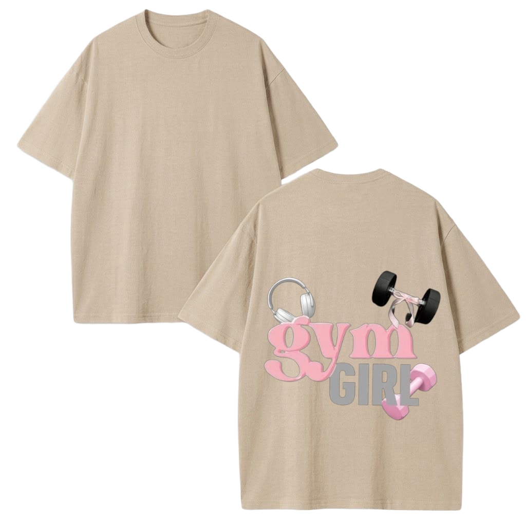 Gym Girl Oversized Tee in Beige