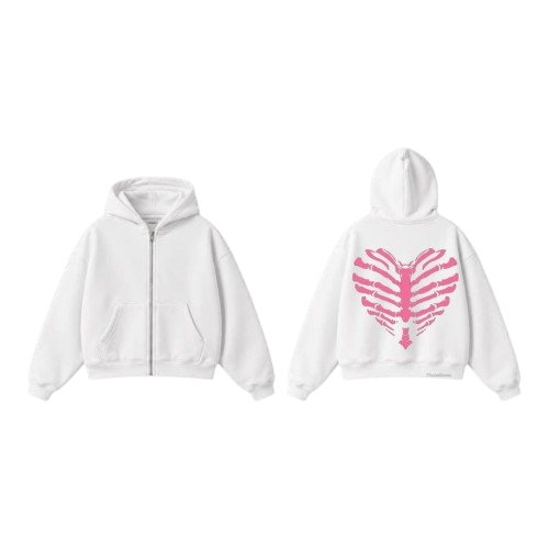 Skeleton Heart Zip-Up Hoodie