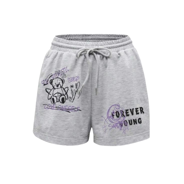 Forever Young Teddy Graphic Shorts