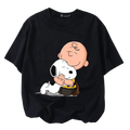 Snoopy & Charlie Brown Hug Tee – Black