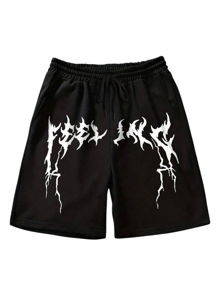 Feel Inc Shorts – Black Gothic Graphic